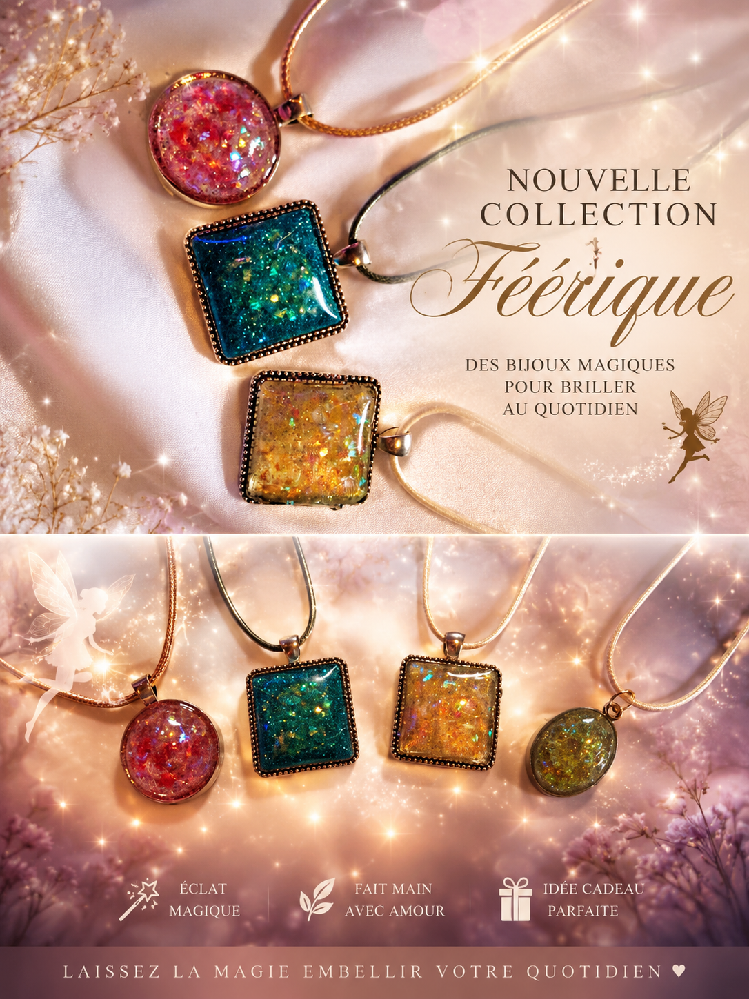 Pendentifs en résine , fait à la main avec amour !